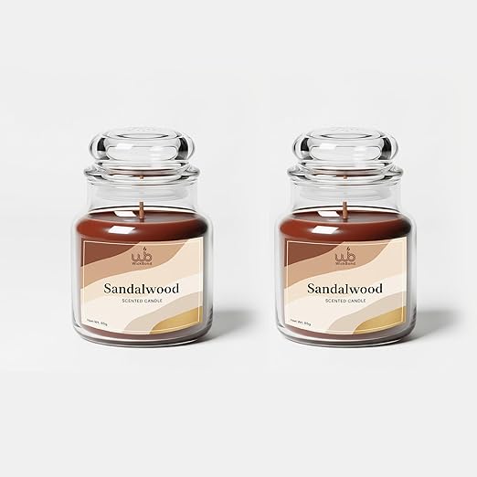 Samy Candle Cove Soy Wax Scented Candle Set in Cookie Jars | 2-Pack | 85g Each | 24-Hour Burn | Smokeless & Handcrafted | Ideal Gift Set (Sandalwood)