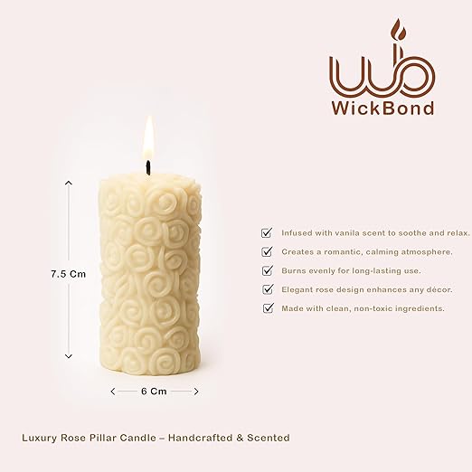 Samy Candle Cove Vanilla Pillar Scented Candles – Set of 2 Red Decorative Wax Candles for Home Décor & Gifting | Long-Lasting Floral Aroma | Romantic Ambience for Living Room & Bedroom (Vanilla)