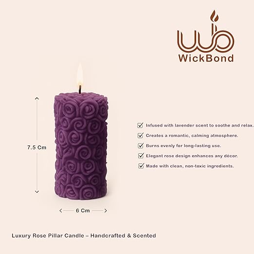 Samy Candle Cove Lavender Pillar Scented Candles – Set of 2 Red Decorative Wax Candles for Home Décor & Gifting | Long-Lasting Floral Aroma | Romantic Ambience for Living Room & Bedroom (Lavender)