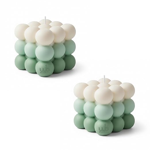 Samy Candle Cove Ombre Bubble Candle – Hand-Poured Scented Soy Wax Pastel Cube for Aesthetic Room Decor & Gifting (Set of 2) (Apple)