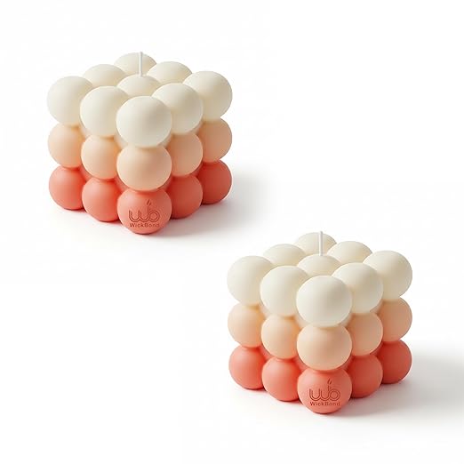 Samy Candle Cove Ombre Bubble Candle – Hand-Poured Scented Soy Wax Pastel Cube for Aesthetic Room Decor & Gifting (Set of 2) (Tropical)