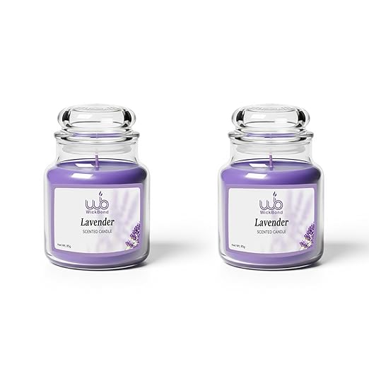 Samy Candle Cove Soy Wax Scented Candle Set in Cookie Jars | 2-Pack | 85g Each | 24-Hour Burn | Smokeless & Handcrafted | Ideal Gift Set (Lavender)