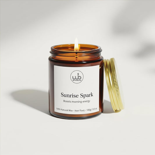 Aromatherapy Candle Hand-Poured Soy Candles with Essential Oils (100g, 30Hrs Each) – Clean Burning, Non-Toxic – for Energy & Positivity (Sunrise Spark)