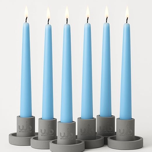 Samy Candle Cove 10″ Soy Wax Taper Candles – Pack of 6 | Dripless, Smokeless, Long Burn | Elegant for Dinner, Wedding & Home Décor (Aqua)