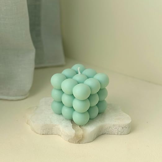 Samy Candle Cove Scented Bubble Candles, Set of 2 Handmade Soy Wax Cube Candles, Home Decor and Gifting (Ocean Breeze)