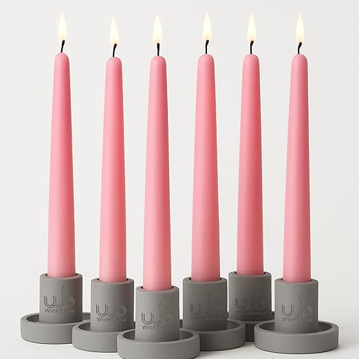 Samy Candle Cove 10″ Soy Wax Taper Candles – Pack of 6 | Dripless, Smokeless, Long Burn | Elegant for Dinner, Wedding & Home Décor (Lily)