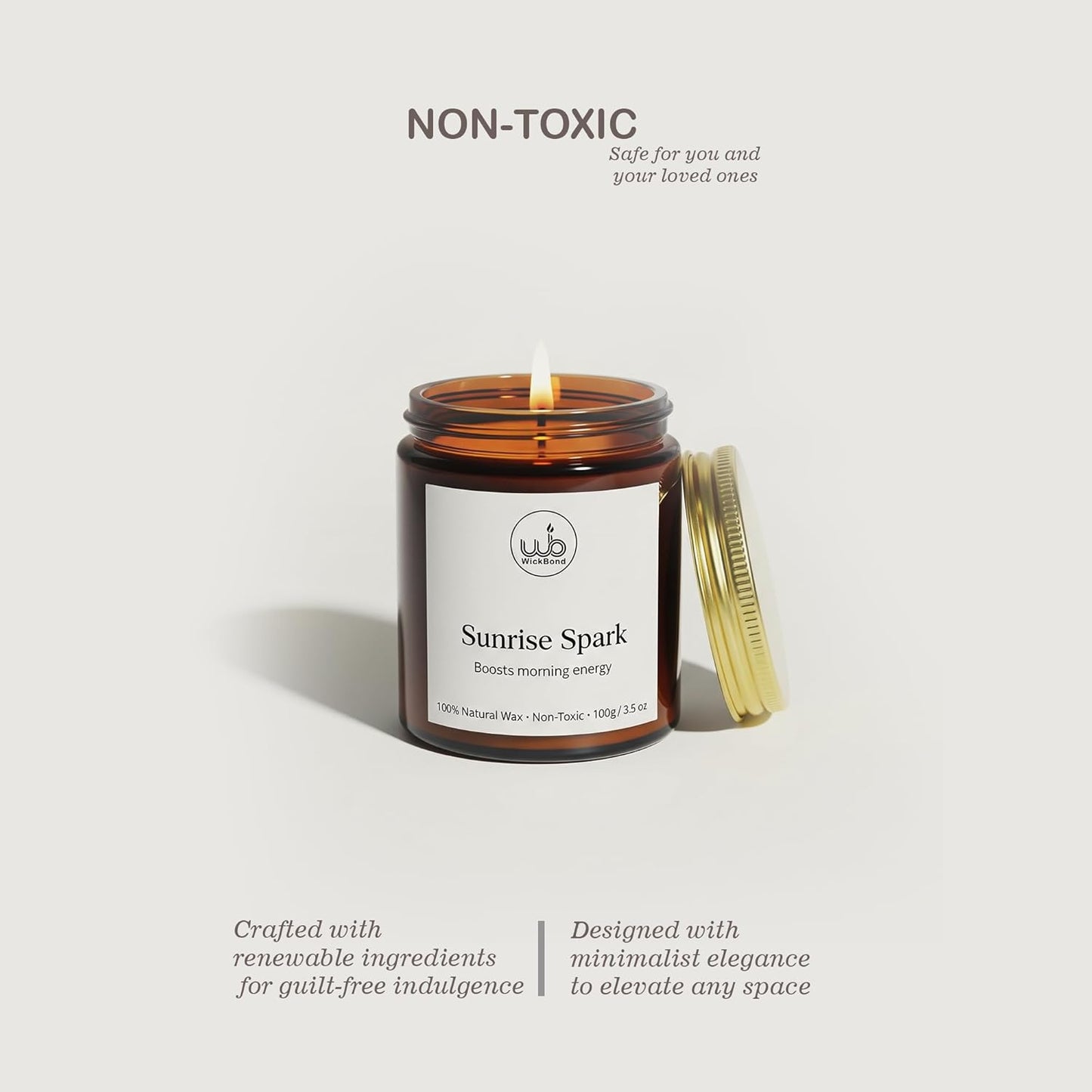 Aromatherapy Candle Hand-Poured Soy Candles with Essential Oils (100g, 30Hrs Each) – Clean Burning, Non-Toxic – for Energy & Positivity (Sunrise Spark)