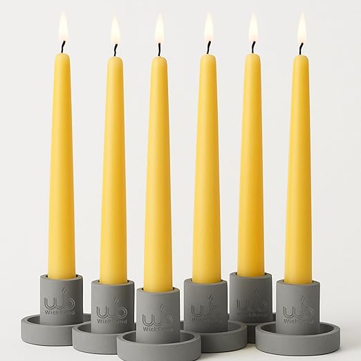Samy Candle Cove 10″ Soy Wax Taper Candles – Pack of 6 | Dripless, Smokeless, Long Burn | Elegant for Dinner, Wedding & Home Décor (Lemon)