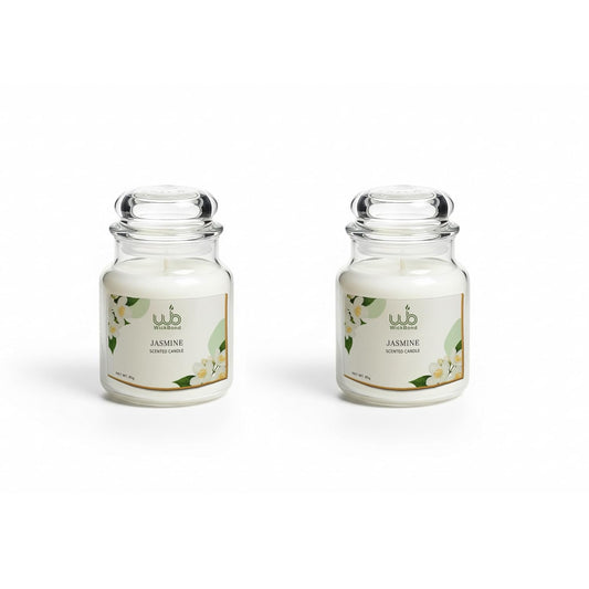 Samy Candle Cove Soy Wax Scented Candle Set in Cookie Jars | 2-Pack | 85g Each | 24-Hour Burn | Smokeless & Handcrafted | Ideal Gift Set (Jasmine)