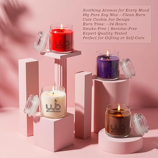 Samy Candle Cove Soy Wax Scented Candle Set in Cookie Jars | 2-Pack | 85g Each | 24-Hour Burn | Smokeless & Handcrafted | Ideal Gift Set (Set of 4)