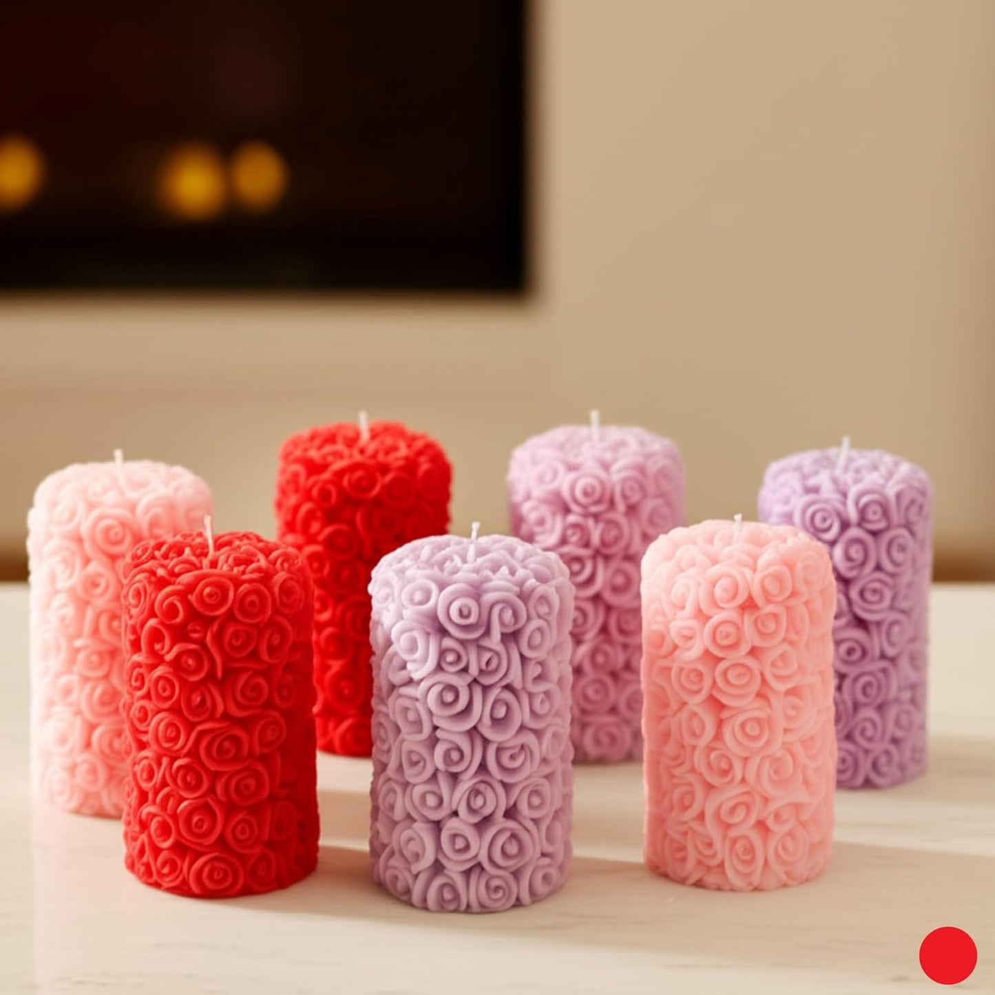 Samy Candle Cove Lavender Pillar Scented Candles – Set of 2 Red Decorative Wax Candles for Home Décor & Gifting | Long-Lasting Floral Aroma | Romantic Ambience for Living Room & Bedroom (Lavender)