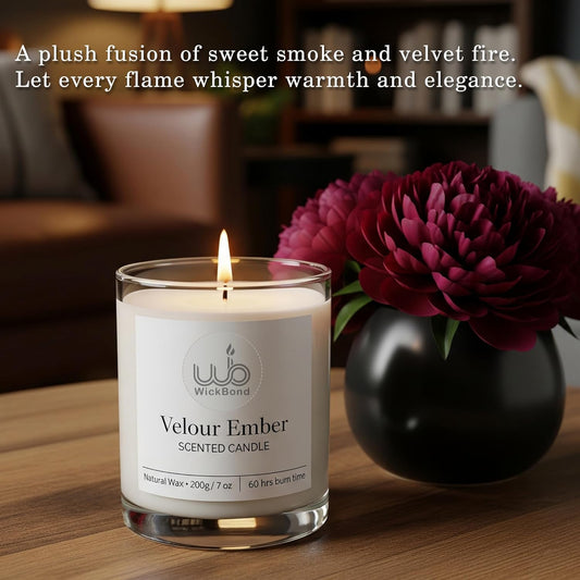 Samy Candle Cove Luxury Scented Glass Candle – 7 oz (200g) Soy Wax | 60-Hour Burn | Hand-Poured, Eco-Friendly Aromatherapy | Premium Gift for Her, Him & Home Décor (Velour Ember)