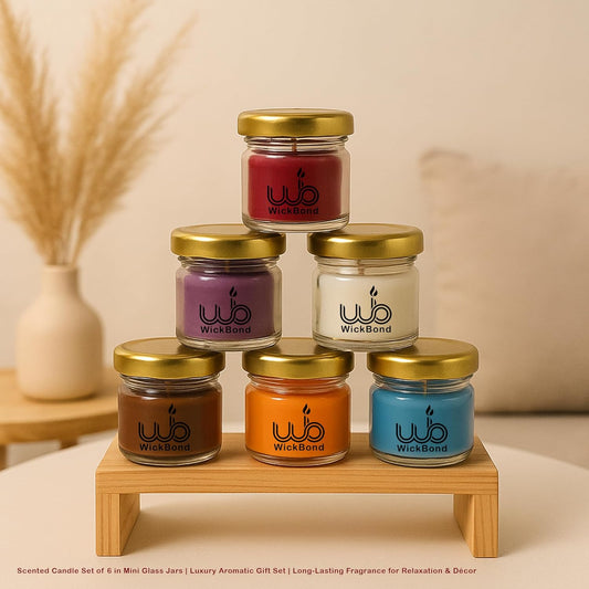 Samy Candle Cove Scented Candle Gift Set – Pack of 6 Mini Jar Wax Candles, Highly Fragranced Aromatherapy Candles for Home Decor & Gifting