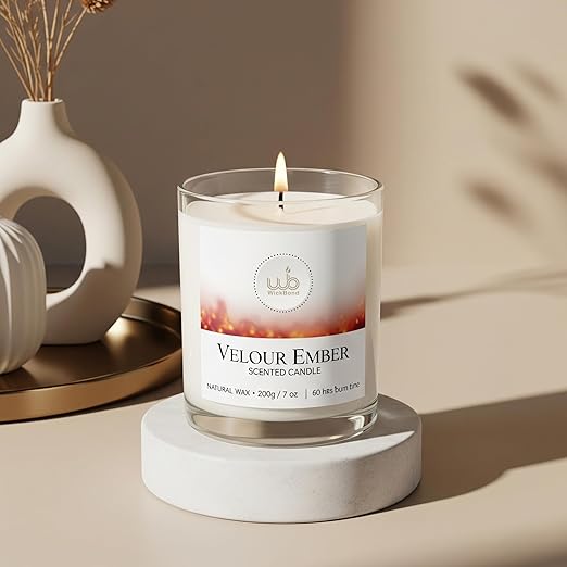 Samy Candle Cove Luxury Scented Glass Candle – 7 oz (200g) Soy Wax | 60-Hour Burn | Hand-Poured, Eco-Friendly Aromatherapy | Premium Gift for Her, Him & Home Décor (Velour Ember)