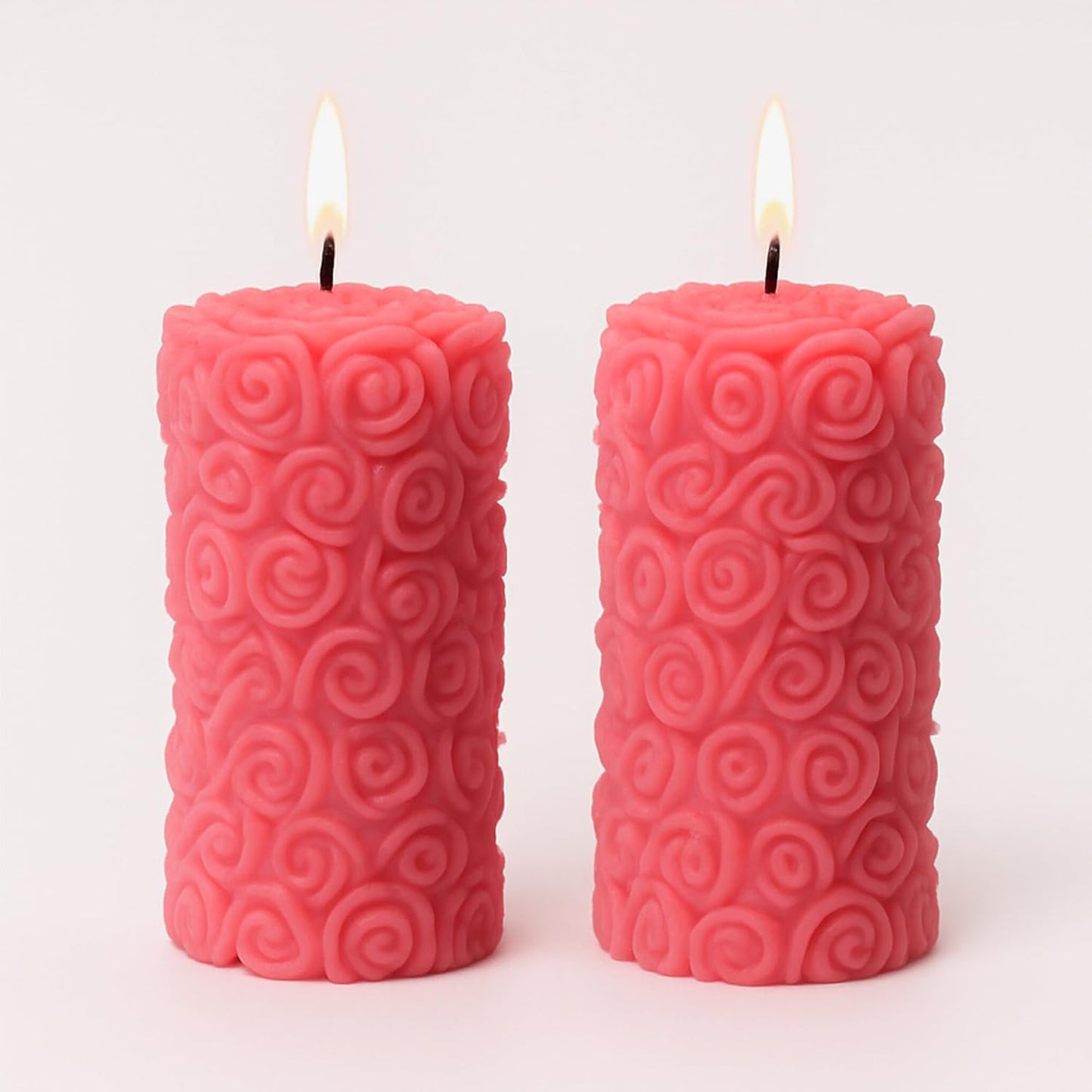 Samy Candle Cove Rose Pillar Scented Candles – Set of 2 Red Decorative Wax Candles for Home Décor & Gifting | Long-Lasting Floral Aroma | Romantic Ambience for Living Room & Bedroom (Lily)
