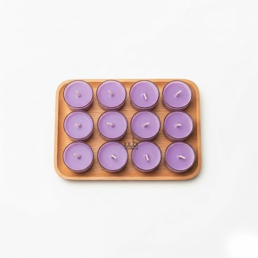 Samy Candle Cove Set of 12 Scented Soy Wax Tealight Candles – Smokeless, Drip-Free, 4-Hour Burn Time – Ideal for Home Décor, Pooja, Spa & Gifting (Lavender)