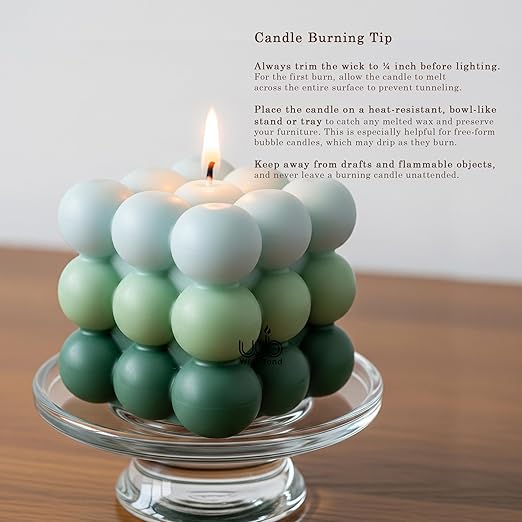 Samy Candle Cove Ombre Bubble Candle – Hand-Poured Scented Soy Wax Pastel Cube for Aesthetic Room Decor & Gifting (Set of 2) (Apple)