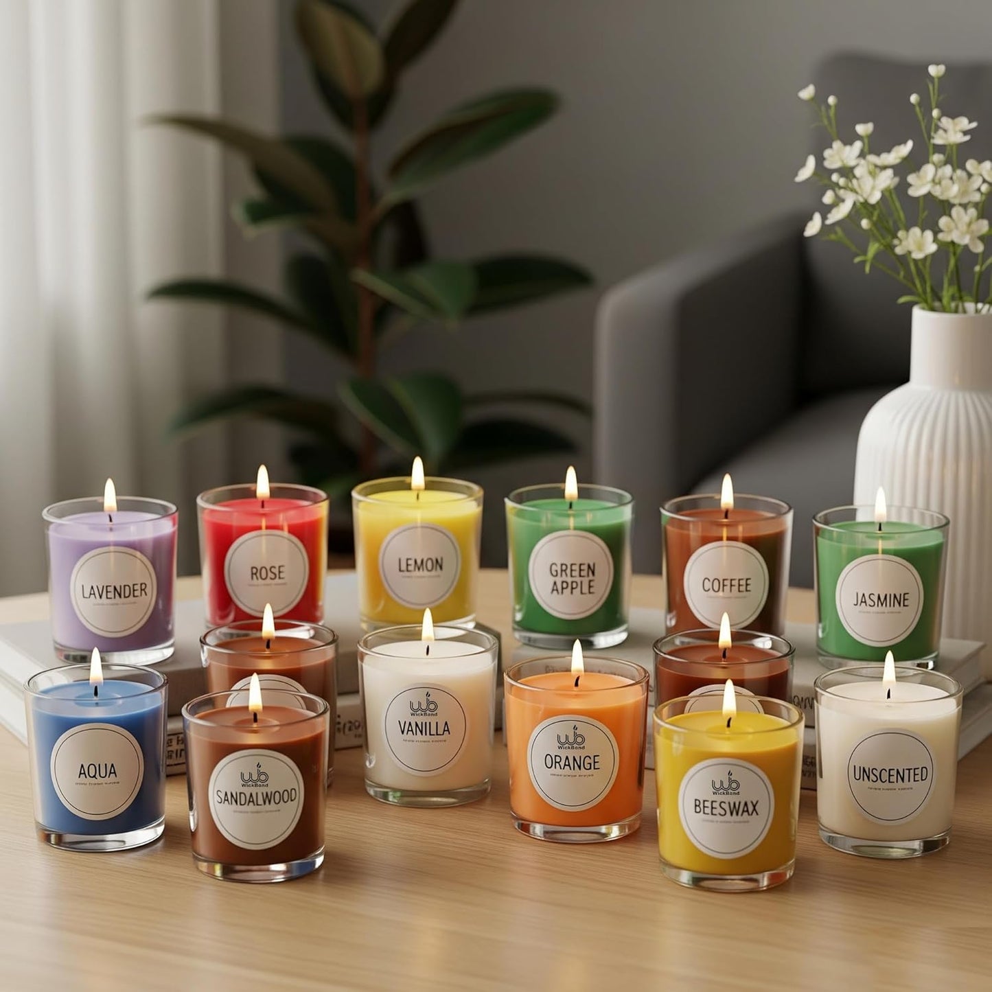 Samy Candle Cove Votive Candle Set of 12 – Glass Filled Candles with Natural Wax & Lead-Free Wicks | 10-Hour Burn Time | Clean Burning, Non-Toxic | Ideal for Home Décor, Events & Gifting (Lavender))