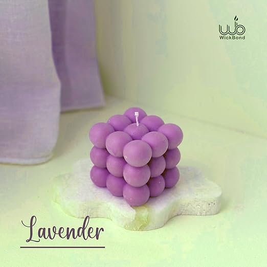 Samy Candle Cove Scented Bubble Candles, Set of 2 Handmade Soy Wax Cube Candles, Home Decor and Gifting (Lavender)