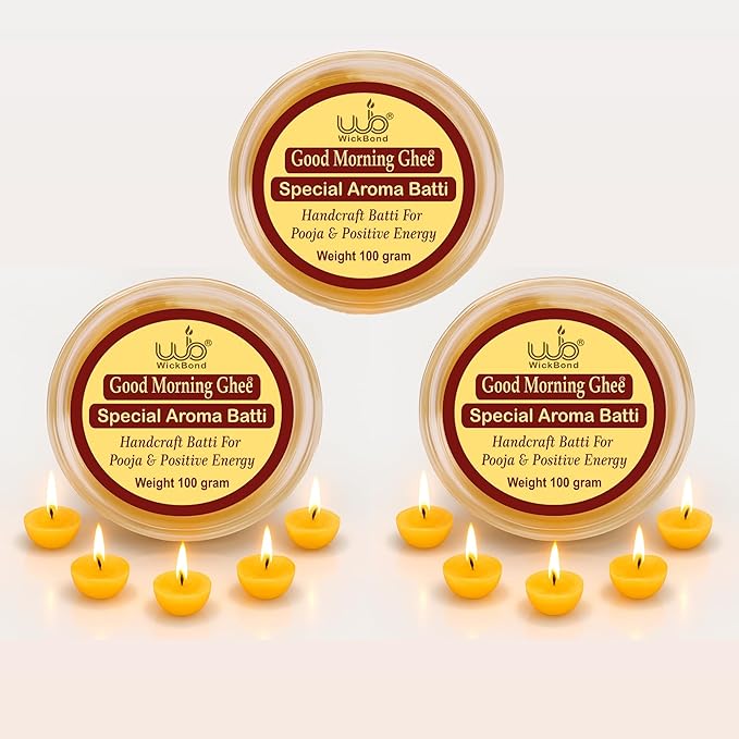 Samy Candle Cove Cow Ghee Diya Batti – 100 Pre-Soaked Cotton Wicks | Wax-Free, Ready to Use, Long Burning | Ghee Wick for Puja, Aarti, Diwali, Havan, Rituals & Mandir Use (Pack of 1 (100))