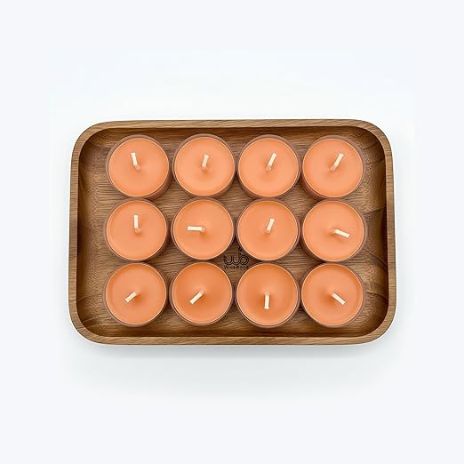 Samy Candle Cove Set of 12 Scented Soy Wax Tealight Candles – Smokeless, Drip-Free, 4-Hour Burn Time – Ideal for Home Décor, Pooja, Spa & Gifting (Orange)
