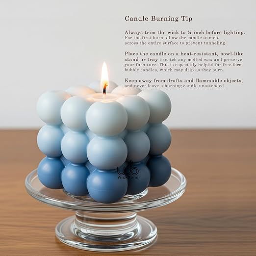 Samy Candle Cove Ombre Bubble Candle – Hand-Poured Scented Soy Wax Pastel Cube for Aesthetic Room Decor & Gifting (Set of 2) (Aqua)