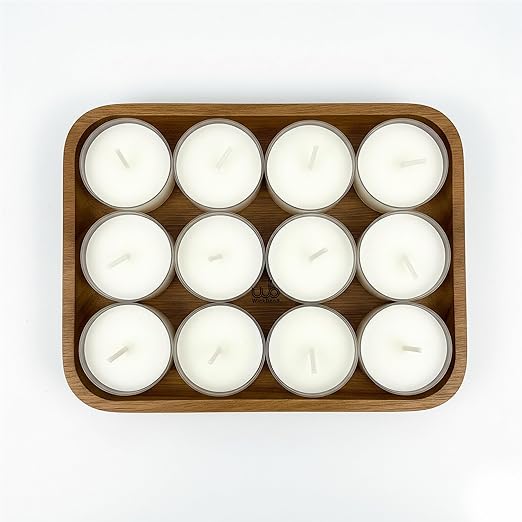 Samy Candle Cove Set of 12 Scented Soy Wax Tealight Candles – Smokeless, Drip-Free, 4-Hour Burn Time – Ideal for Home Décor, Pooja, Spa & Gifting (Jasmine)