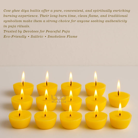 Samy Candle Cove Good Morning Ghee – Ghee Diya Batti 100g | Pure Cow Ghee Cotton Wicks | Wax-Free, Ready-to-Use, Long-Burning | for Puja, Aarti, Diwali & Daily Rituals | Pack of 2
