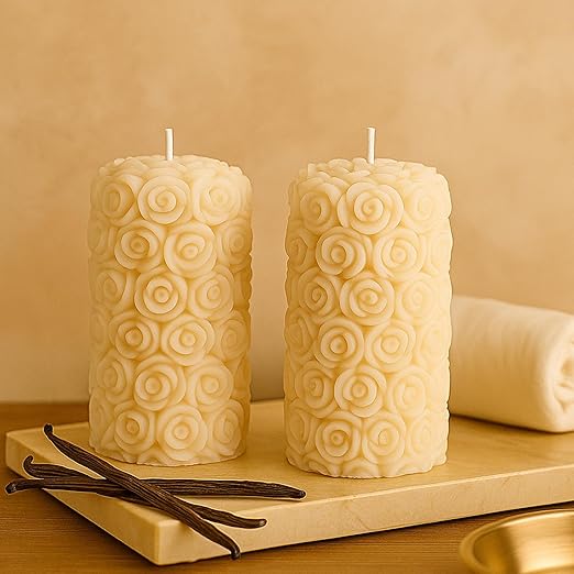 Samy Candle Cove Vanilla Pillar Scented Candles – Set of 2 Red Decorative Wax Candles for Home Décor & Gifting | Long-Lasting Floral Aroma | Romantic Ambience for Living Room & Bedroom (Vanilla)