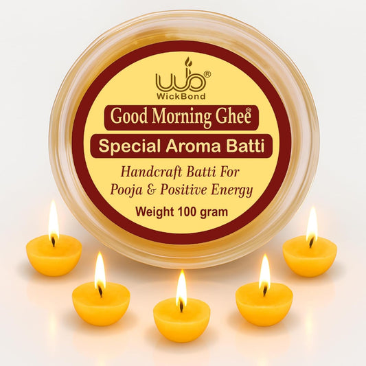 Samy Candle Cove Cow Ghee Diya Batti – 100 Pre-Soaked Cotton Wicks | Wax-Free, Ready to Use, Long Burning | Ghee Wick for Puja, Aarti, Diwali, Havan, Rituals & Mandir Use (Pack of 1 (100))