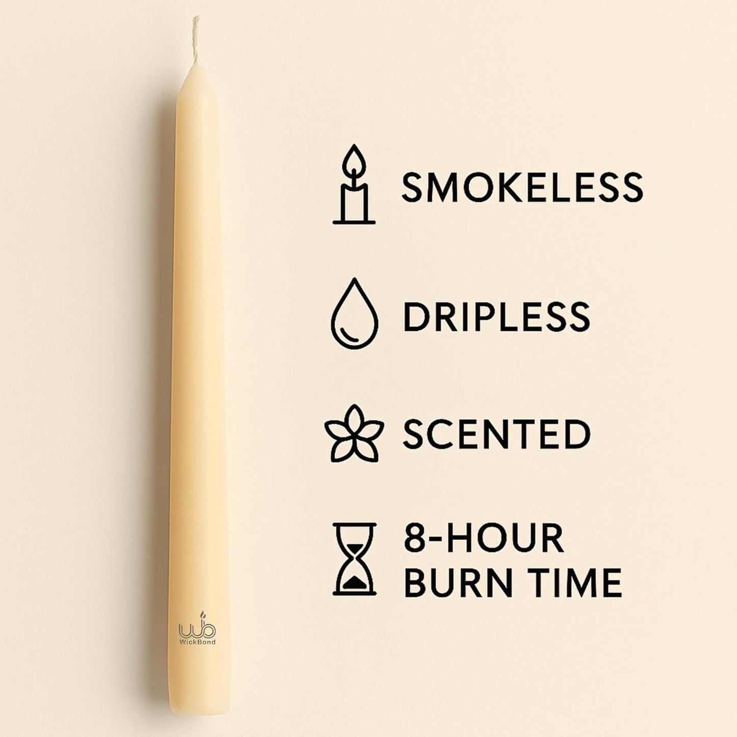 Samy Candle Cove 10″ Soy Wax Taper Candles – Pack of 6 | Dripless, Smokeless, Long Burn | Elegant for Dinner, Wedding & Home Décor (Lemon)