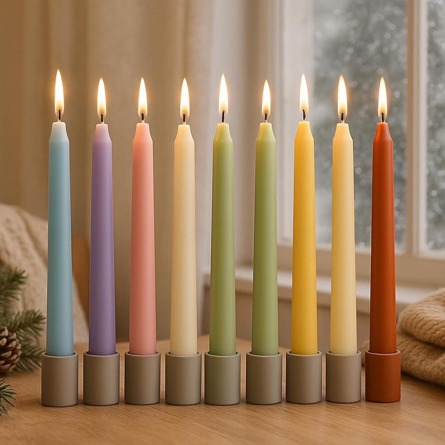 Samy Candle Cove 10″ Soy Wax Taper Candles – Pack of 6 | Dripless, Smokeless, Long Burn | Elegant for Dinner, Wedding & Home Décor (Lemon)