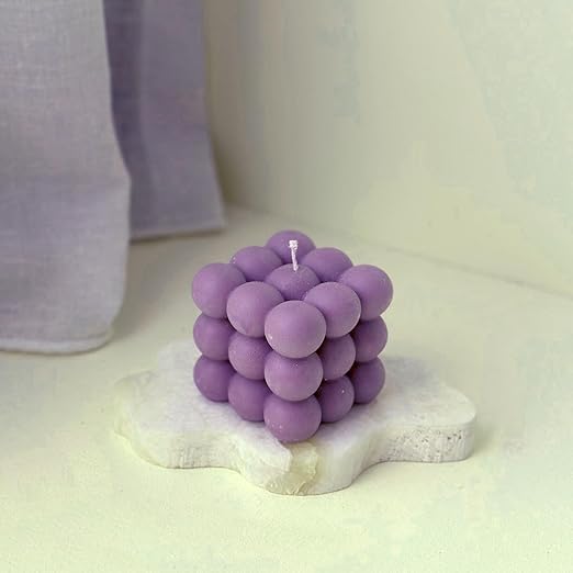 Samy Candle Cove Scented Bubble Candles, Set of 2 Handmade Soy Wax Cube Candles, Home Decor and Gifting (Lavender)