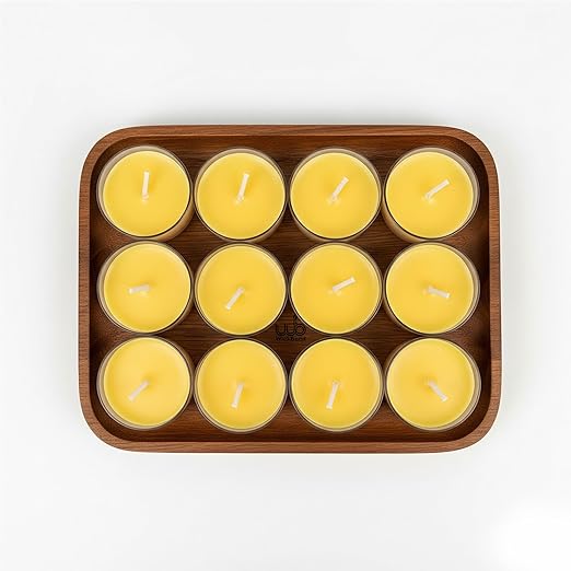 Samy Candle Cove Set of 12 Scented Soy Wax Tealight Candles – Smokeless, Drip-Free, 4-Hour Burn Time – Ideal for Home Décor, Pooja, Spa & Gifting (Lemon)