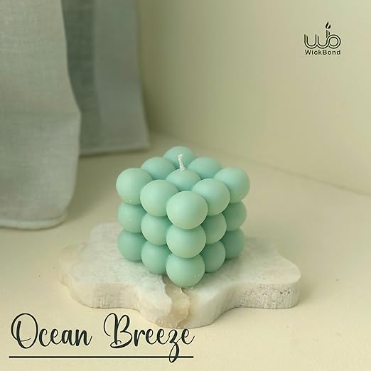 Samy Candle Cove Scented Bubble Candles, Set of 2 Handmade Soy Wax Cube Candles, Home Decor and Gifting (Ocean Breeze)