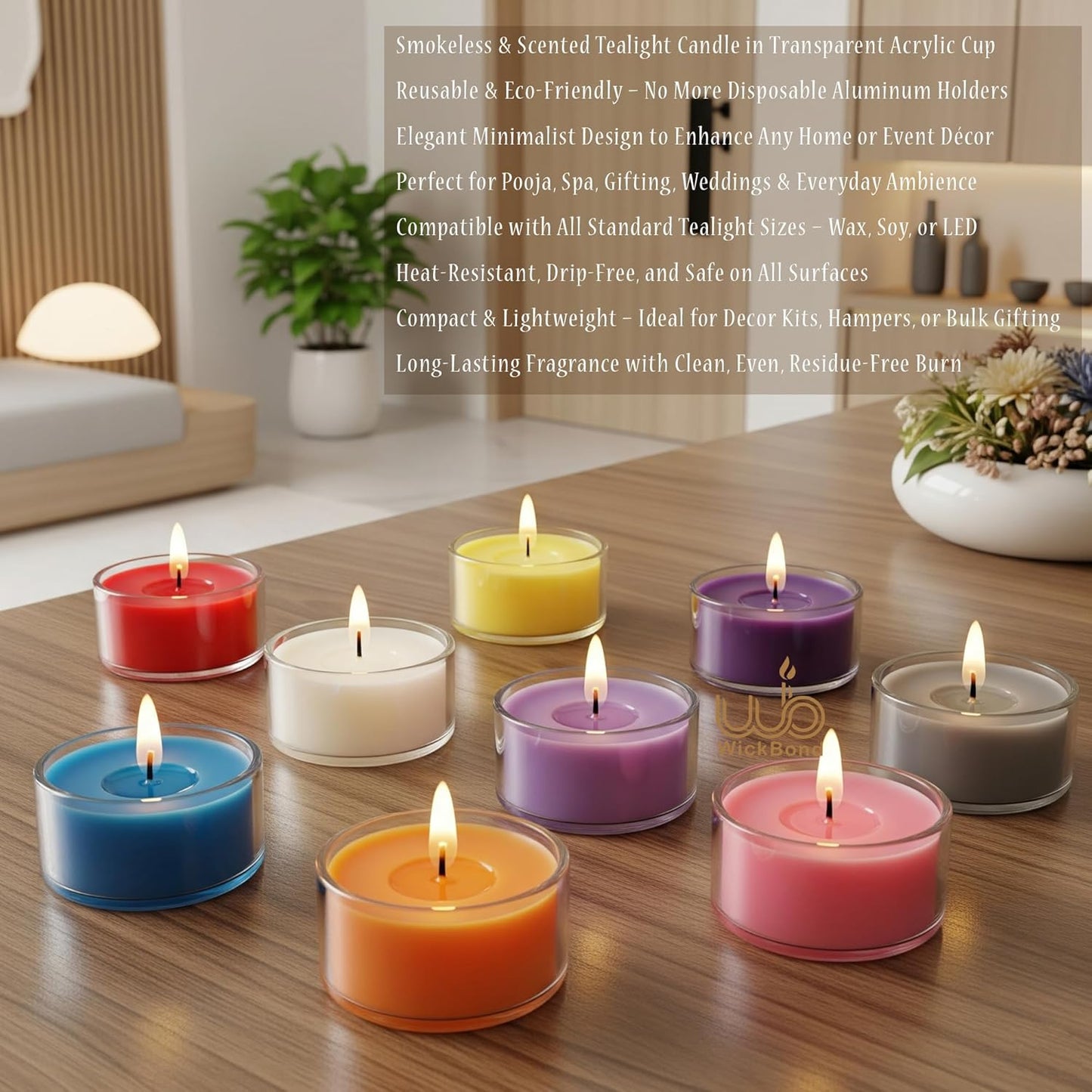 Samy Candle Cove Set of 12 Scented Soy Wax Tealight Candles – Smokeless, Drip-Free, 4-Hour Burn Time – Ideal for Home Décor, Pooja, Spa & Gifting (Orange)