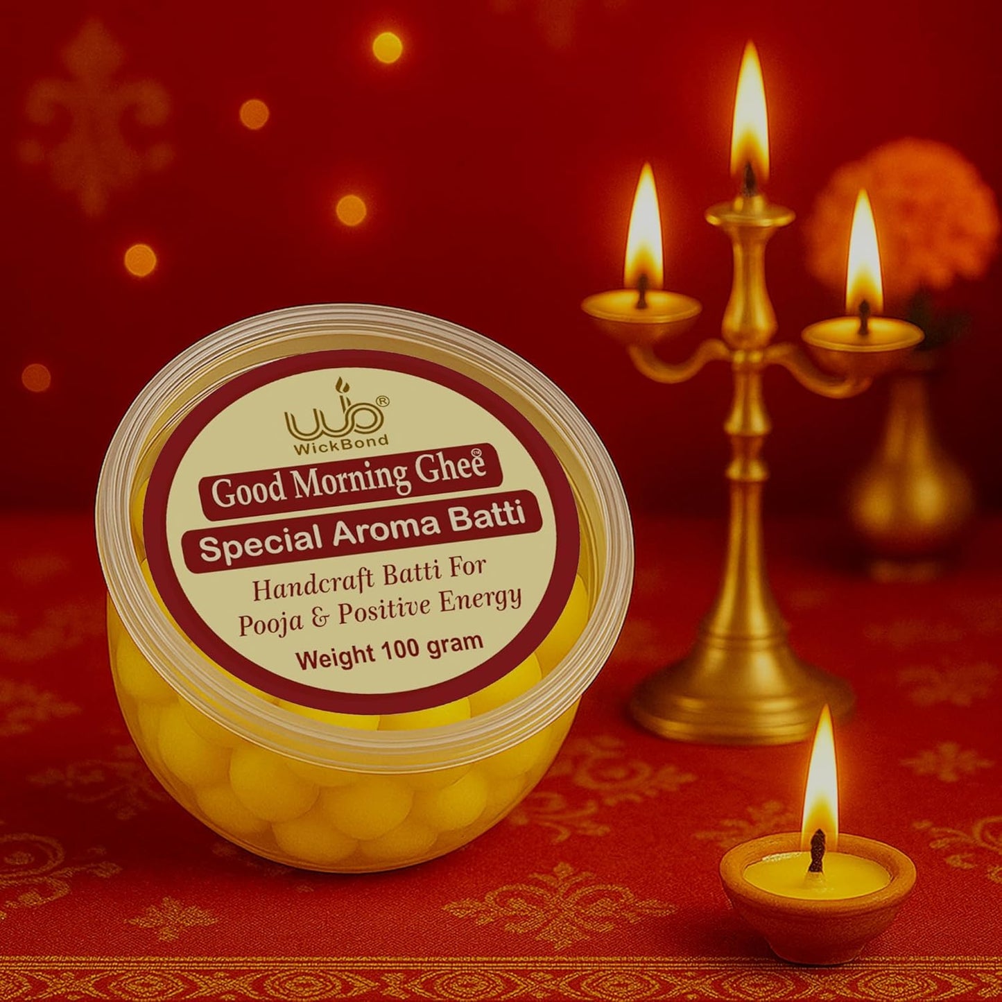 Samy Candle Cove Good Morning Ghee – Ghee Diya Batti 100g | Pure Cow Ghee Cotton Wicks | Wax-Free, Ready-to-Use, Long-Burning | for Puja, Aarti, Diwali & Daily Rituals | Pack of 2