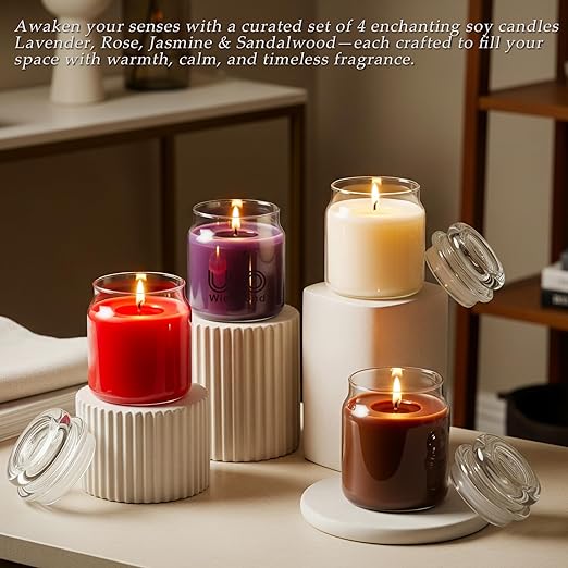 Samy Candle Cove Soy Wax Scented Candle Set in Cookie Jars | 2-Pack | 85g Each | 24-Hour Burn | Smokeless & Handcrafted | Ideal Gift Set (Set of 4)