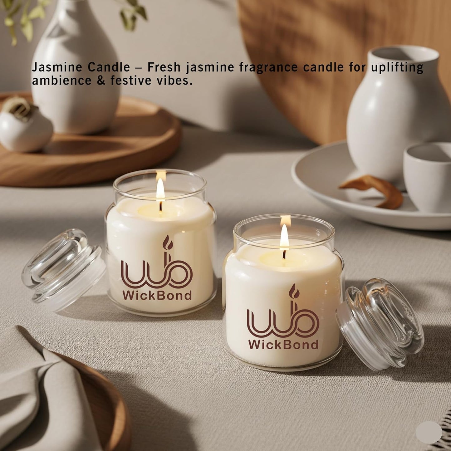 Samy Candle Cove Soy Wax Scented Candle Set in Cookie Jars | 2-Pack | 85g Each | 24-Hour Burn | Smokeless & Handcrafted | Ideal Gift Set (Jasmine)