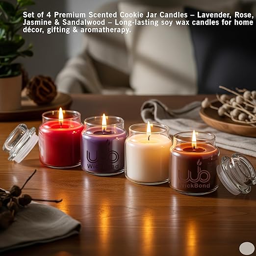 Samy Candle Cove Soy Wax Scented Candle Set in Cookie Jars | 2-Pack | 85g Each | 24-Hour Burn | Smokeless & Handcrafted | Ideal Gift Set (Set of 4)