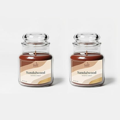 Samy Candle Cove Soy Wax Scented Candle Set in Cookie Jars | 2-Pack | 85g Each | 24-Hour Burn | Smokeless & Handcrafted | Ideal Gift Set (Sandalwood)
