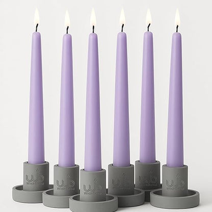 Samy Candle Cove 10″ Soy Wax Taper Candles – Pack of 6 | Dripless, Smokeless, Long Burn | Elegant for Dinner, Wedding & Home Décor (Lavender)