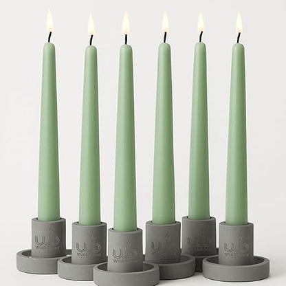 Samy Candle Cove 10″ Soy Wax Taper Candles – Pack of 6 | Dripless, Smokeless, Long Burn | Elegant for Dinner, Wedding & Home Décor (Mint)