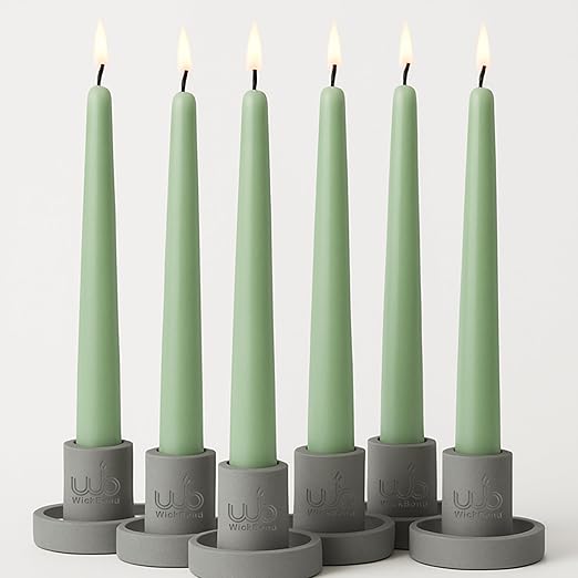 Samy Candle Cove 10″ Soy Wax Taper Candles – Pack of 6 | Dripless, Smokeless, Long Burn | Elegant for Dinner, Wedding & Home Décor (Mint)