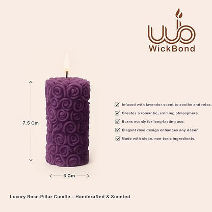 Samy Candle Cove Lavender Pillar Scented Candles – Set of 2 Red Decorative Wax Candles for Home Décor & Gifting | Long-Lasting Floral Aroma | Romantic Ambience for Living Room & Bedroom (Lavender)