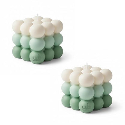 Samy Candle Cove Ombre Bubble Candle – Hand-Poured Scented Soy Wax Pastel Cube for Aesthetic Room Decor & Gifting (Set of 2) (Apple)