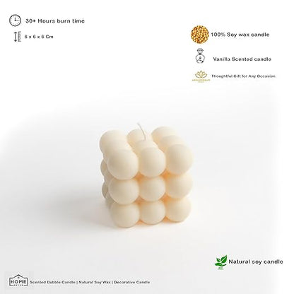 Samy Candle Cove Scented Bubble Candles, Set of 2 Handmade Soy Wax Cube Candles, Home Decor and Gifting (Vanilla)