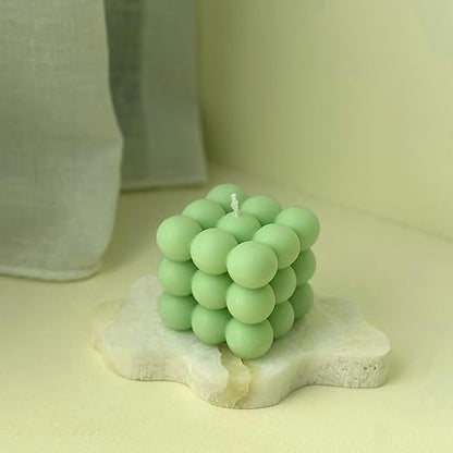 Samy Candle Cove Scented Bubble Candles, Set of 2 Handmade Soy Wax Cube Candles, Home Decor and Gifting (Green Apple)