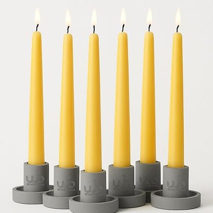 Samy Candle Cove 10″ Soy Wax Taper Candles – Pack of 6 | Dripless, Smokeless, Long Burn | Elegant for Dinner, Wedding & Home Décor (Lemon)