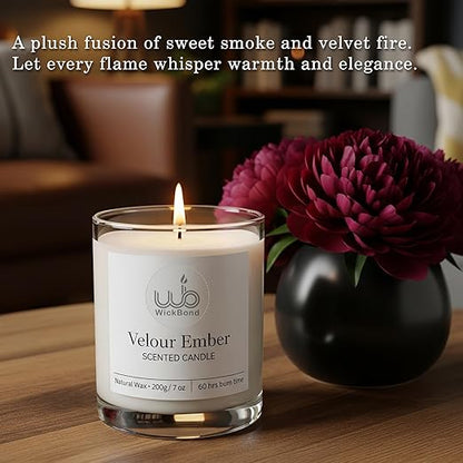 Samy Candle Cove Luxury Scented Glass Candle – 7 oz (200g) Soy Wax | 60-Hour Burn | Hand-Poured, Eco-Friendly Aromatherapy | Premium Gift for Her, Him & Home Décor (Velour Ember)